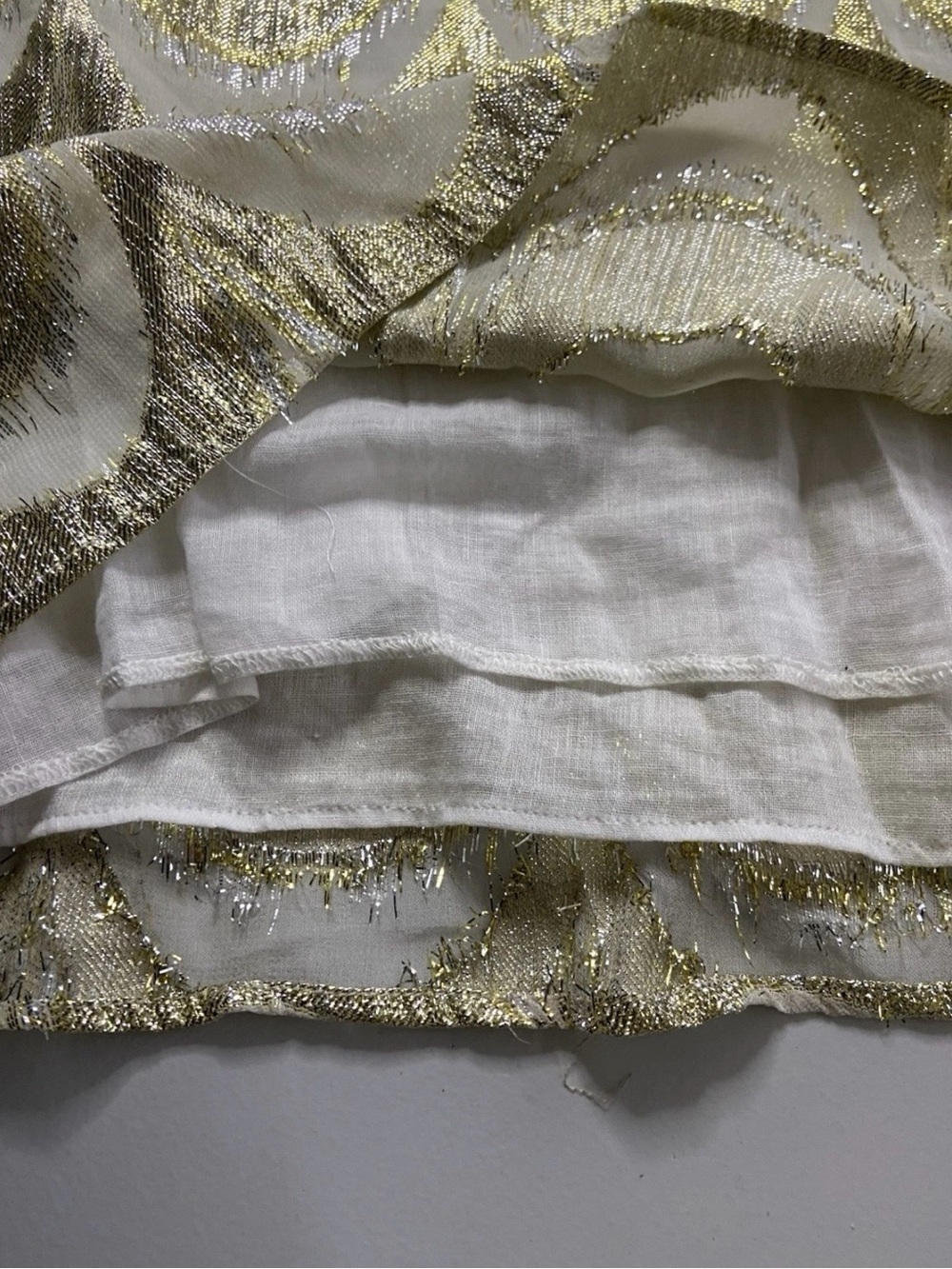 Free People Jen’s Pirate Booty Lima Metallic Mini A-line, White/Gold Glam (L) - Picture 9 of 12